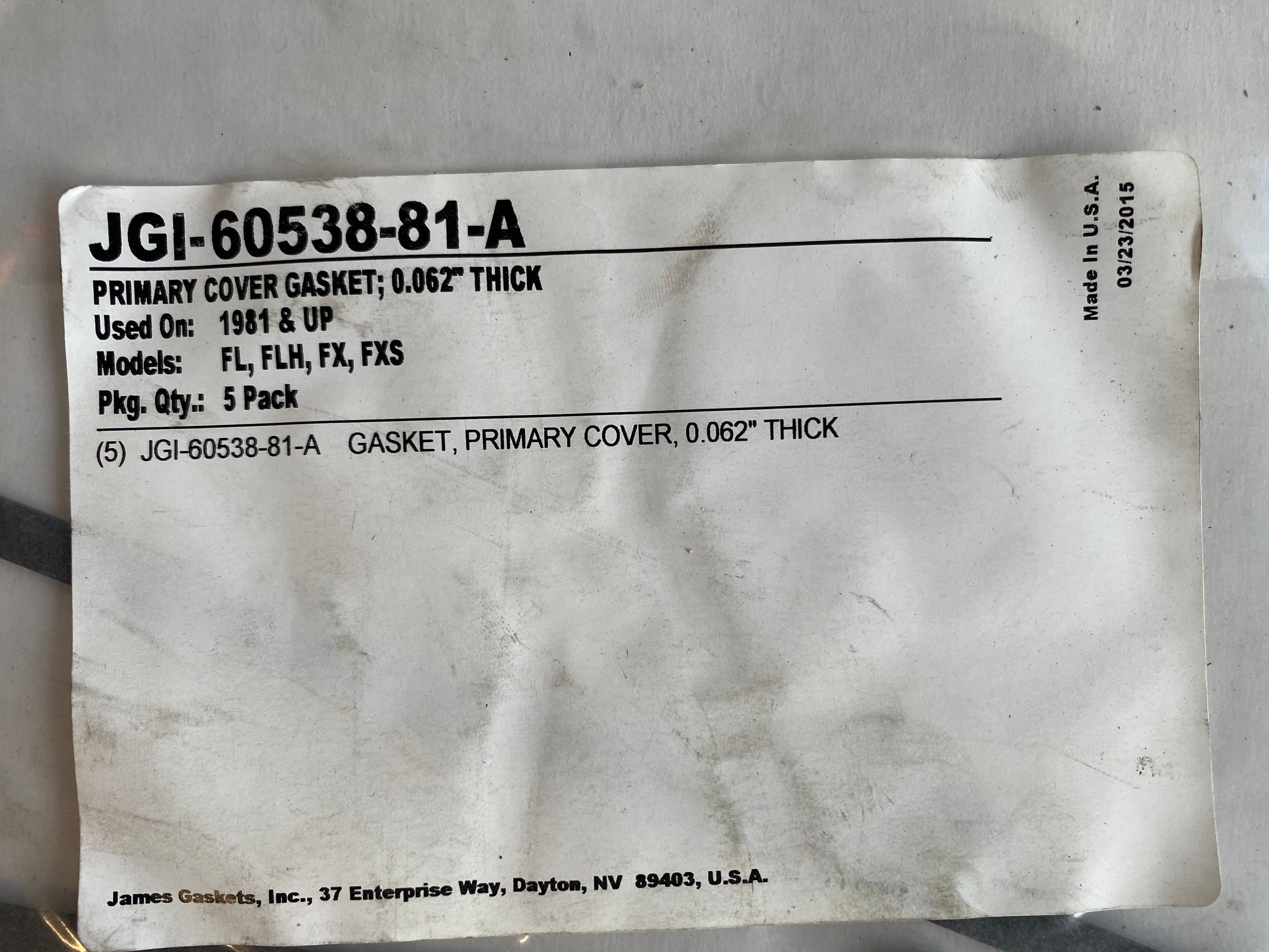 Joint carter primaire James Shovelhead et EVO 1340 Harley Davidson REF OEM 60538-81A