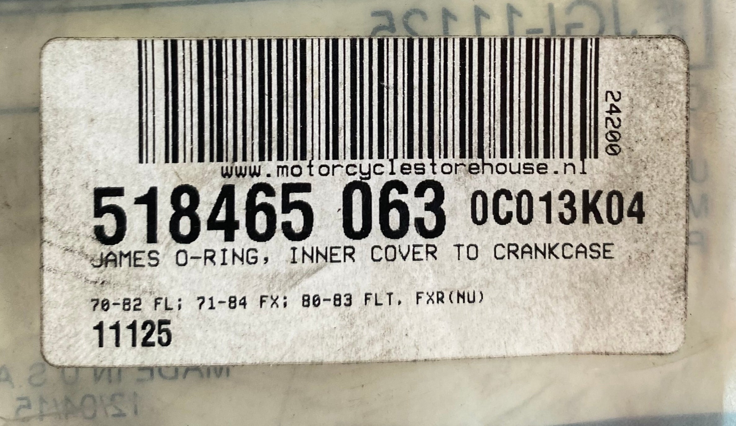Joint torique entre carter moteur & carter primaire Shovelhead Harley Davidson REF OEM 11125
