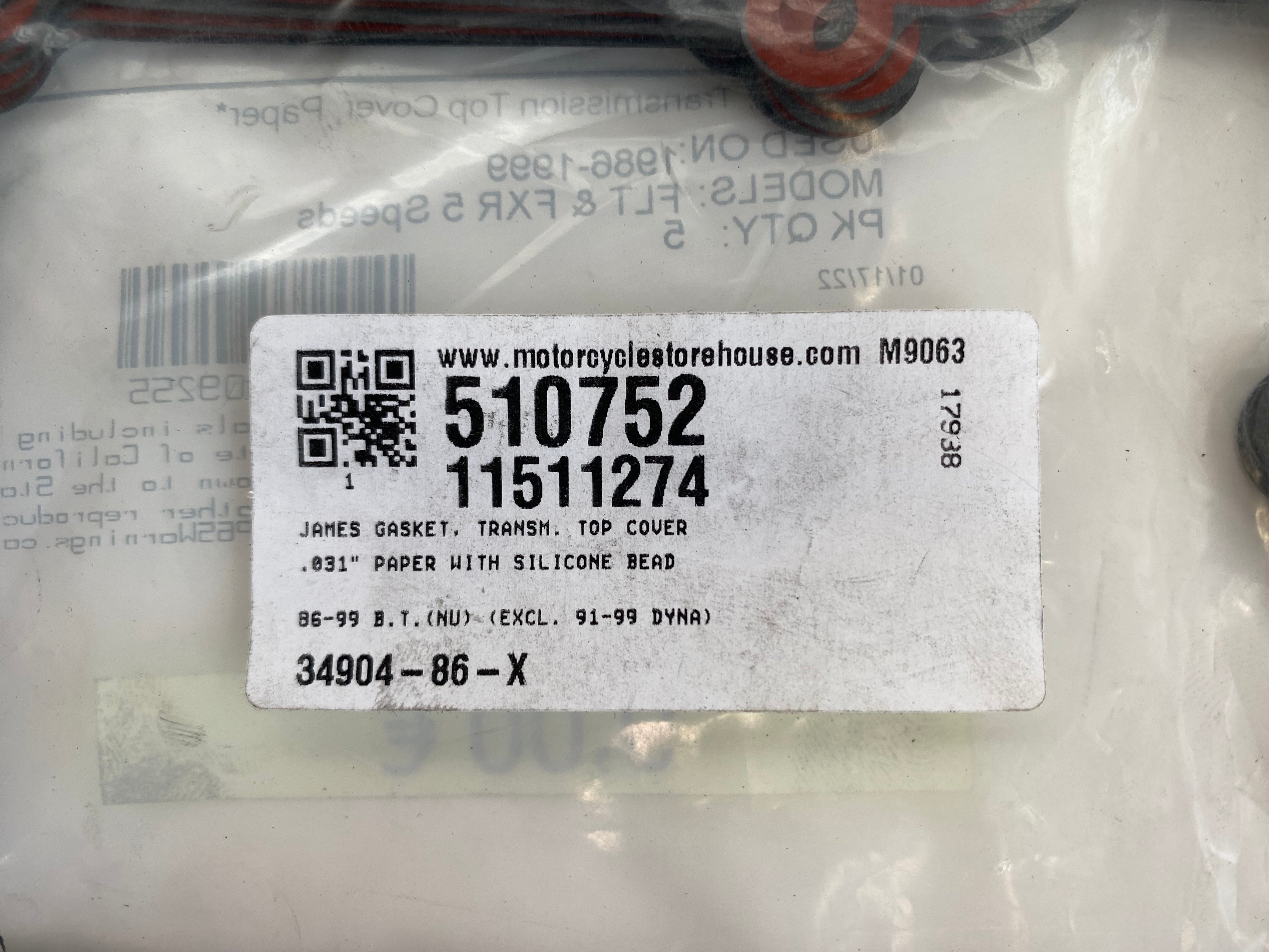 Joint carter supérieur boite à vitesses Harley Davidson REF OEM 34904-86