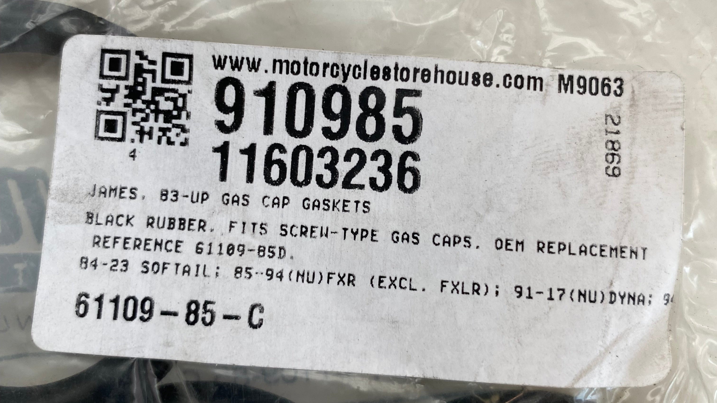 Joint bouchon de réservoir carburant essence Harley Davidson REF OEM 61109-85