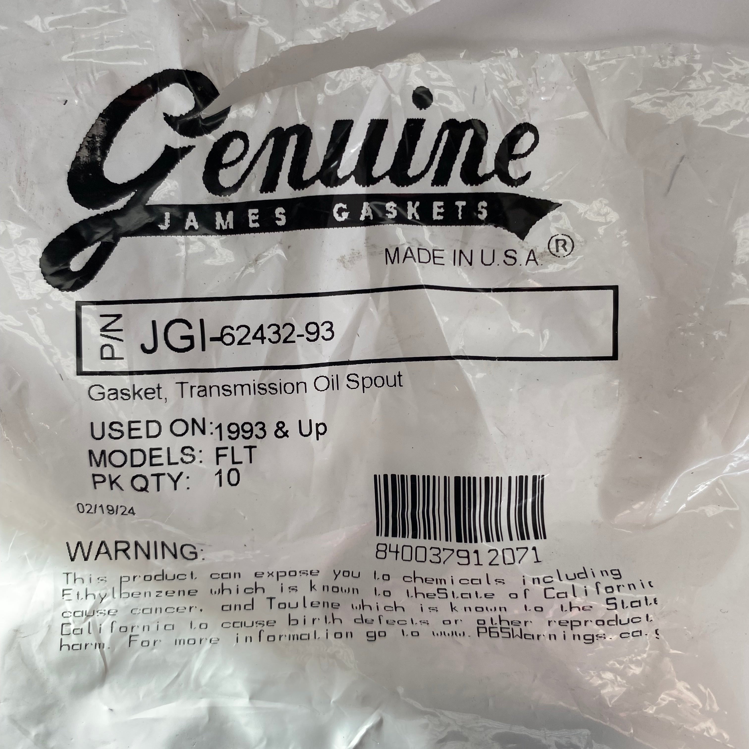 Joint carter remplissage huile moteur Touring Harley Davidson REF OEM 62432-93