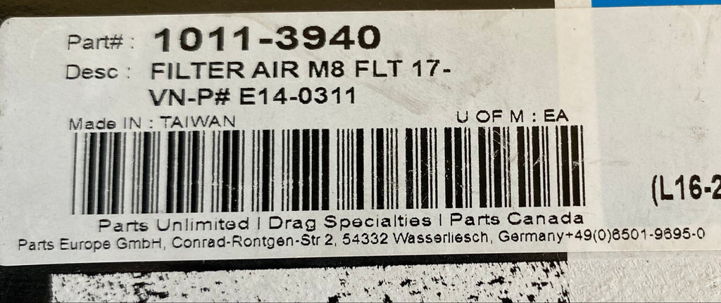Filtre à air origine Touring M8 Harley Davidson REF OEM 29400212