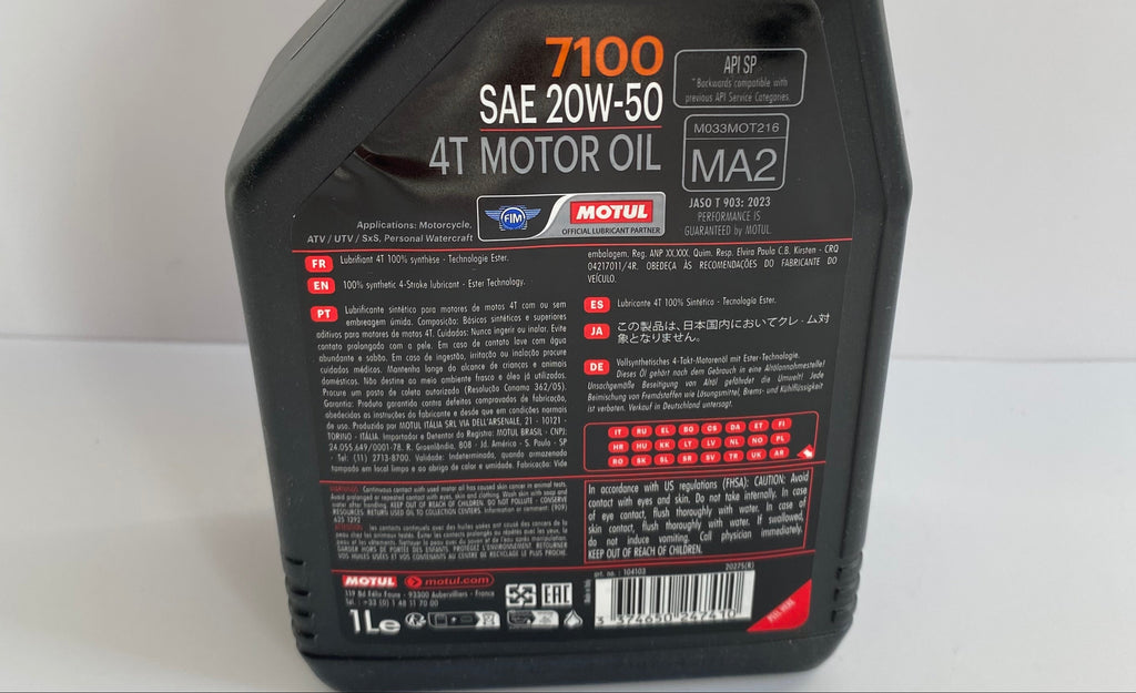 Huile moteur de synthèse 20W50 Motul 7100 Harley Davidson REF 104103