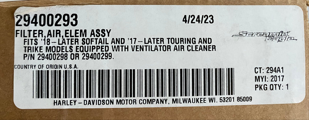 Filtre à air Screamin Eagle modèle Milwaukee eight Ventilator Harley Davidson REF 29400293