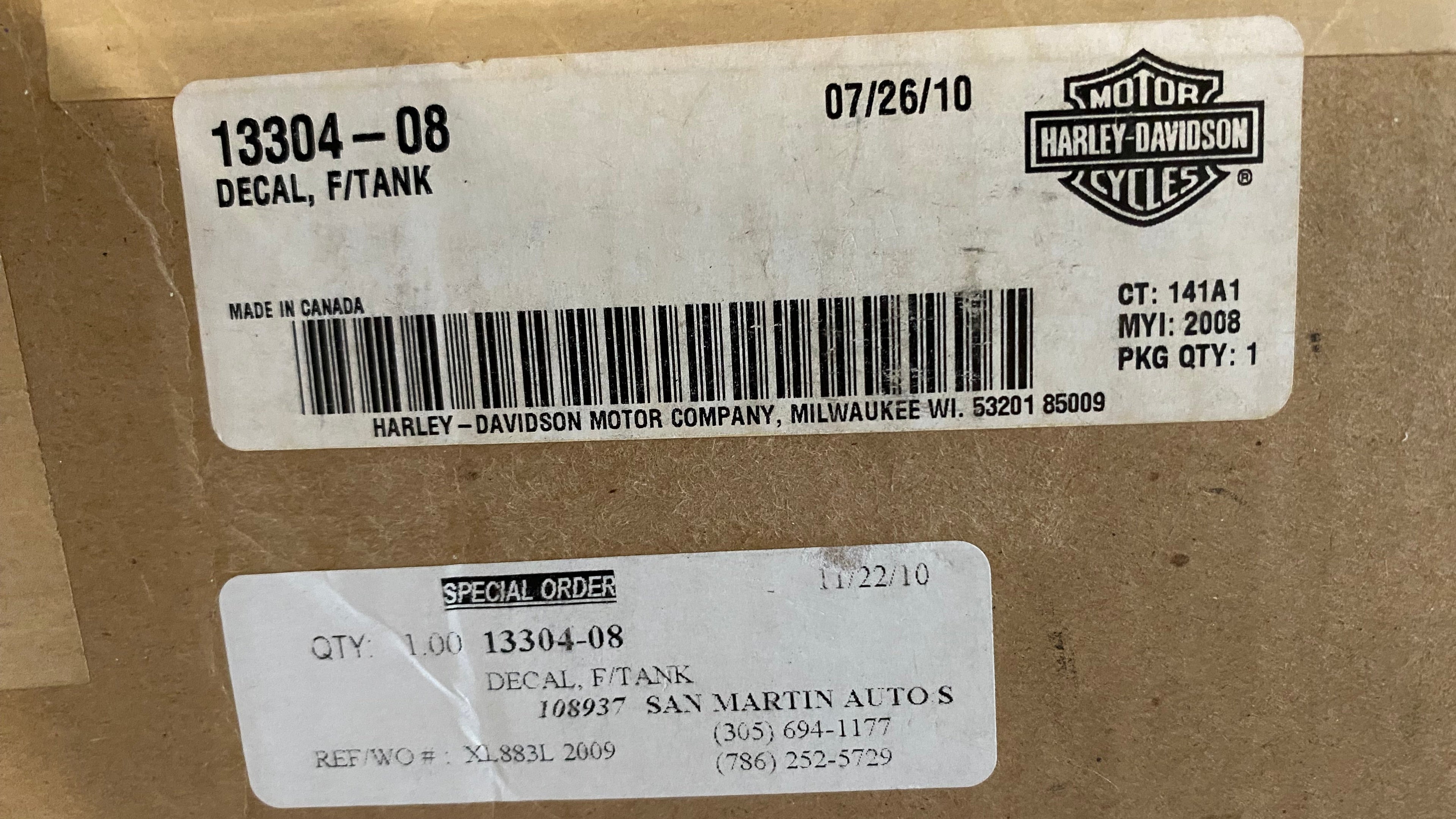 Jeu de 2 logos / stickers de réservoir à carburant Sportster 883 Harley Davidson REF OEM 13304-08