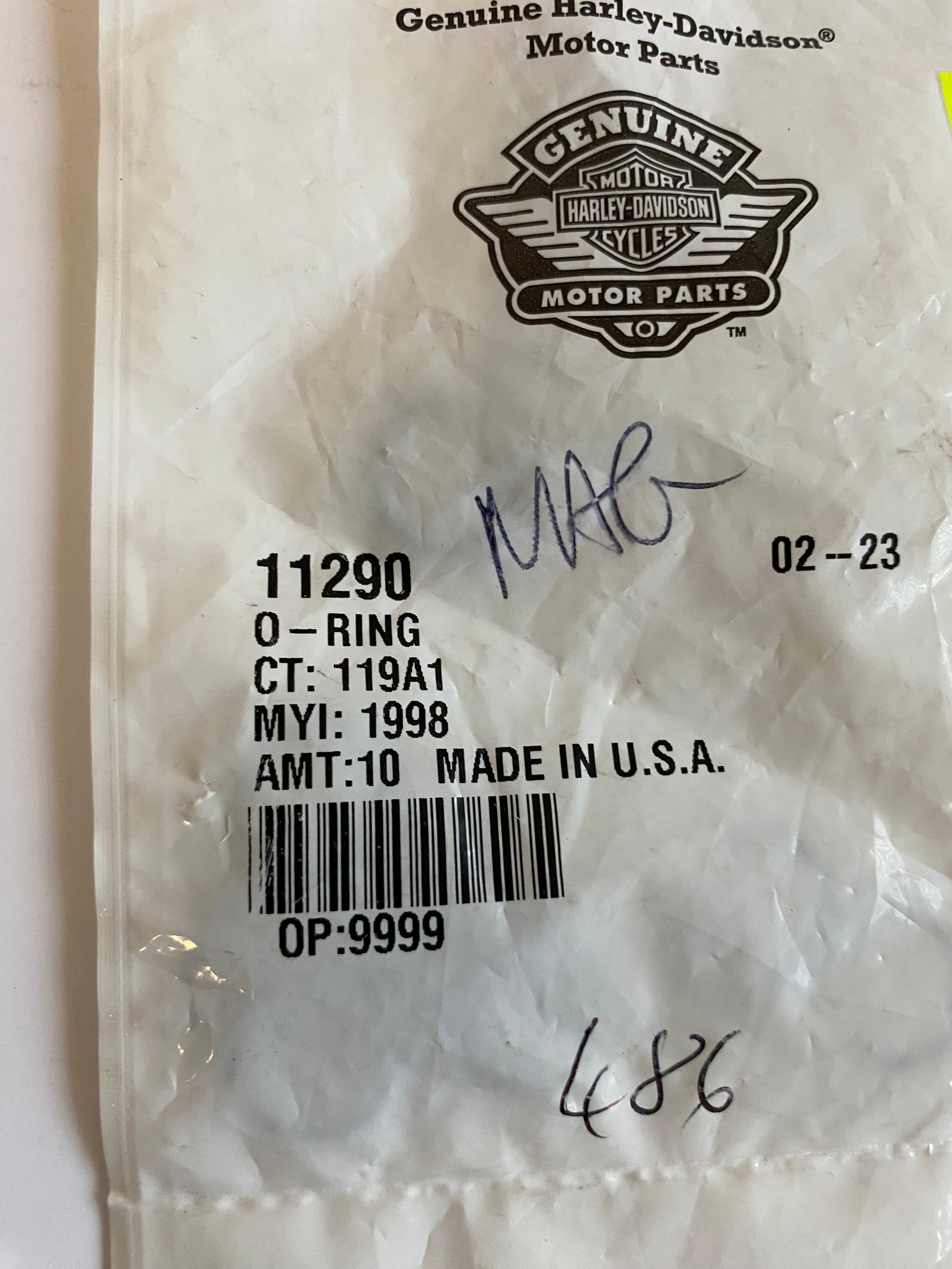 Joint torique neutral Harley Davidson REF OEM 11290