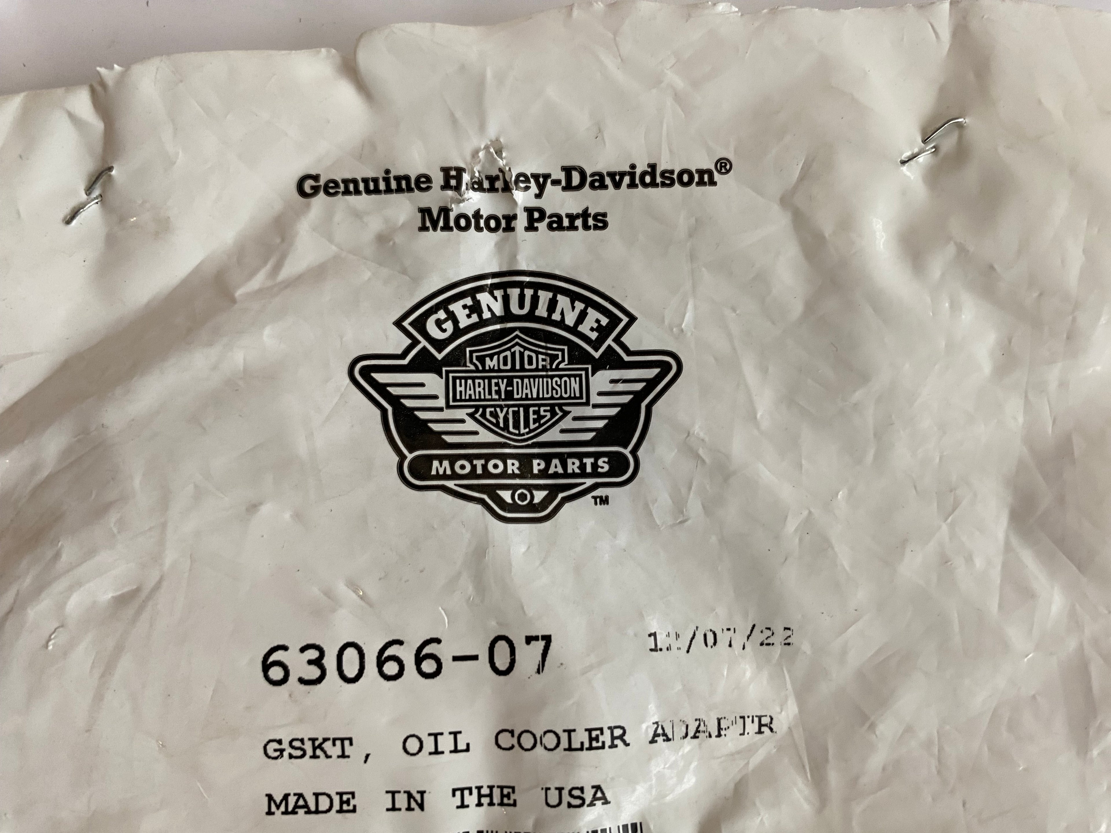 Joint adaptateur radiateur d'huile Touring Harley Davidson REF OEM 63066-07