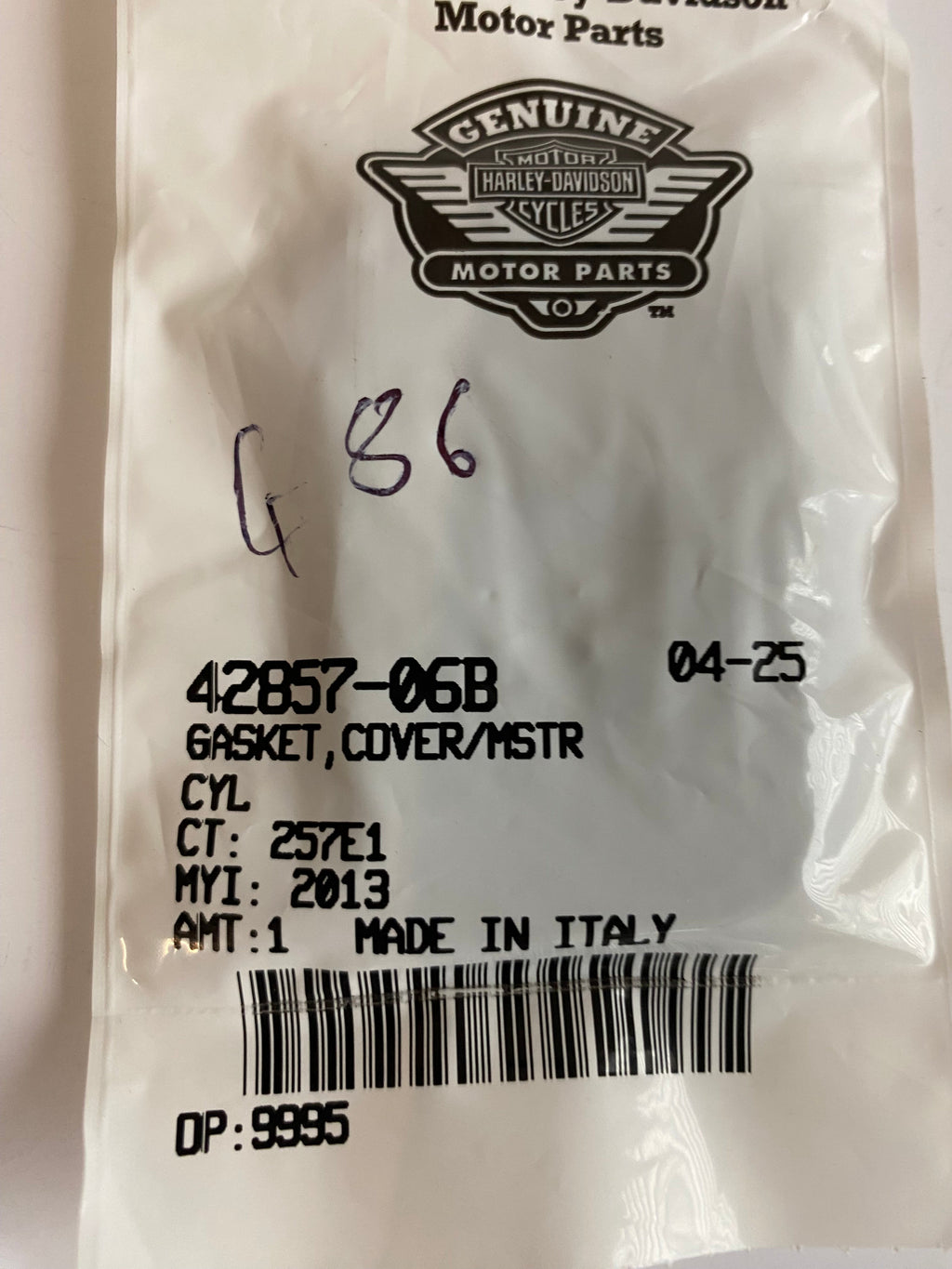 Joint de couvercle de maitre cylindre avant Harley Davidson REF OEM 42857-06B
