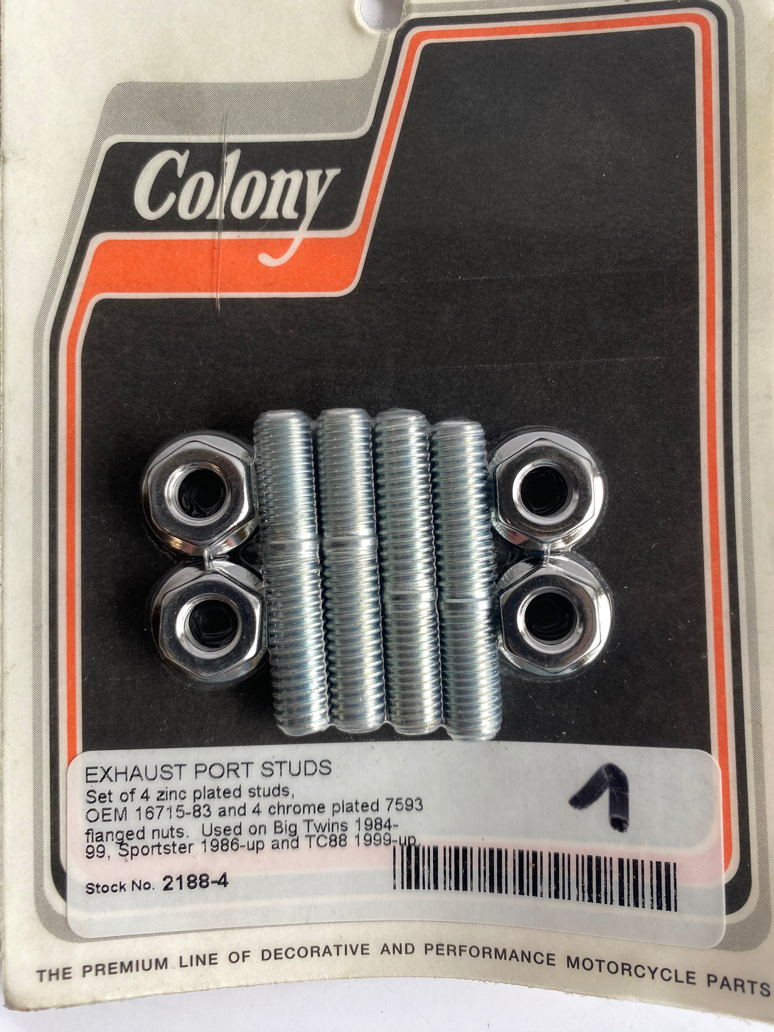 Jeu de 4 goujons et 4 écrous d'échappement Harley Davidson REF OEM 16715-83