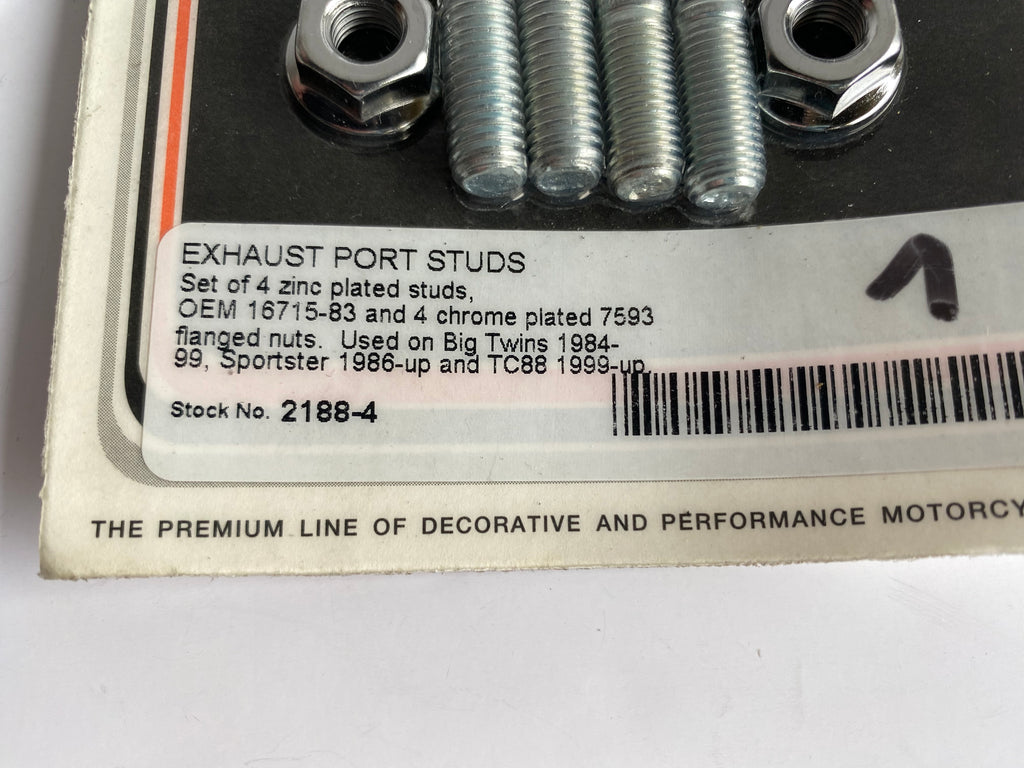 Jeu de 4 goujons et 4 écrous d'échappement Harley Davidson REF OEM 16715-83