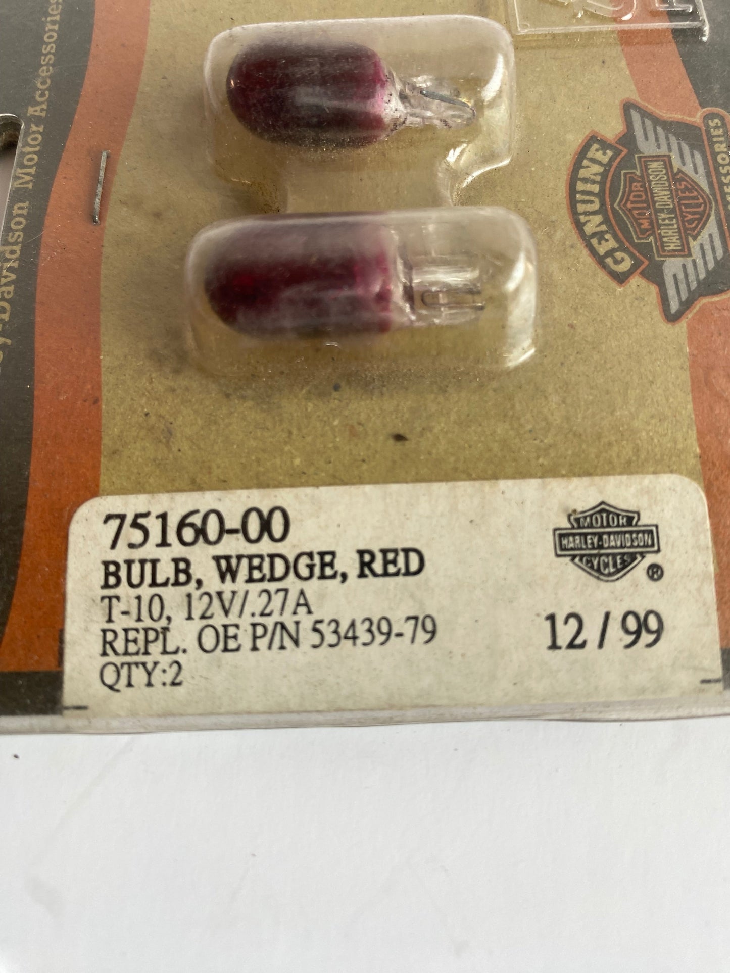 Jeu de 2 ampoules rouges T10 Harley Davidson REF OEM 75160-00