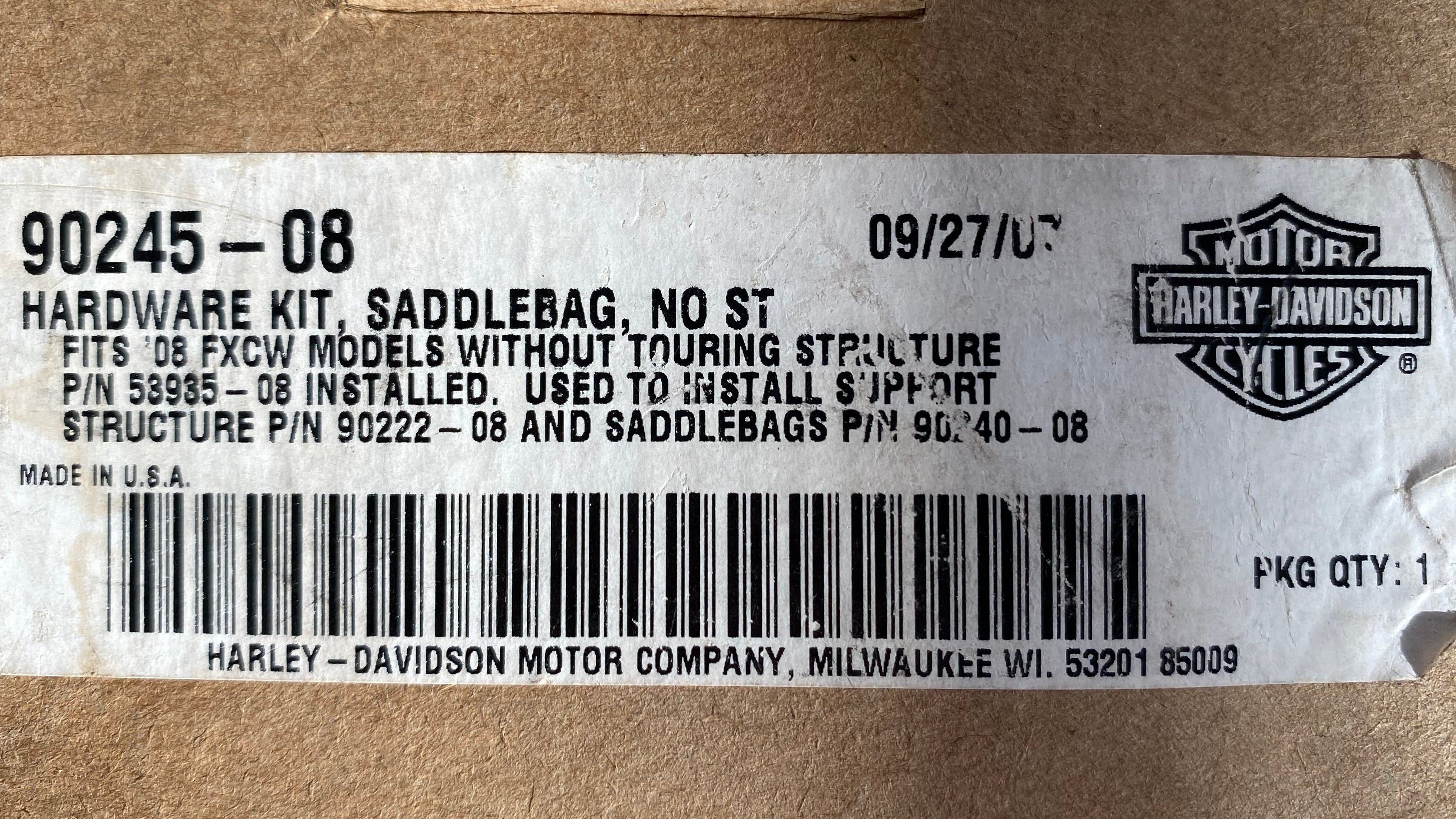 Kit installation sacoches Softail Rocker Harley Davidson REF 90245-08