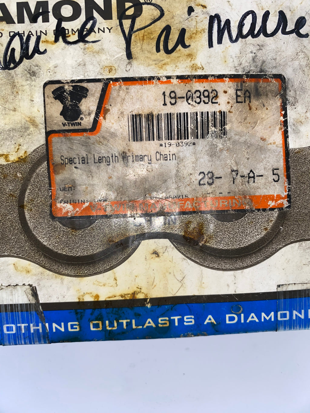 Chaine transmission primaire 80 maillons Diamond Chain REF V-Twin 19-0392