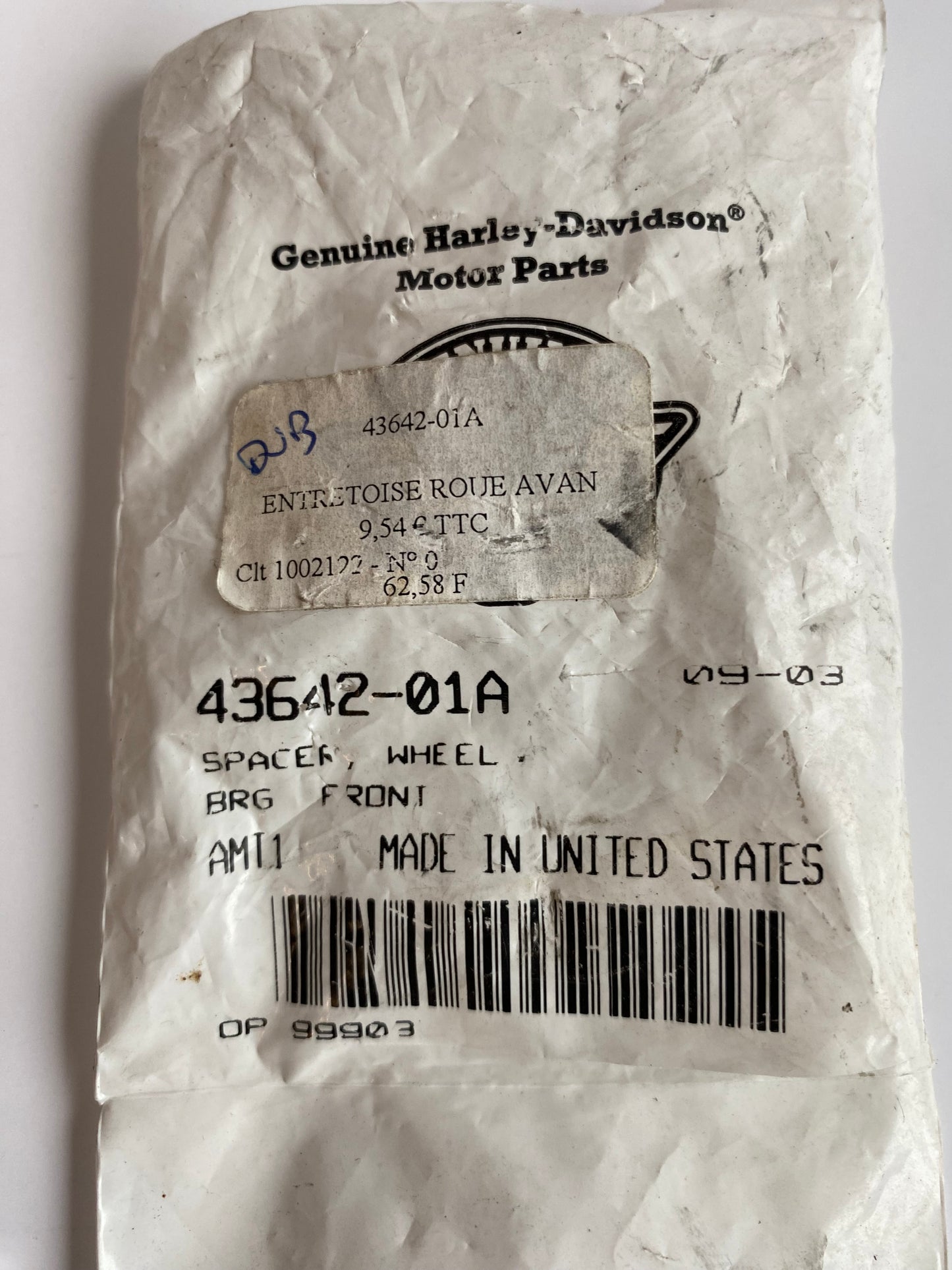 Entretoise roue avant VROD Harley Davidson REF OEM 43642-01A