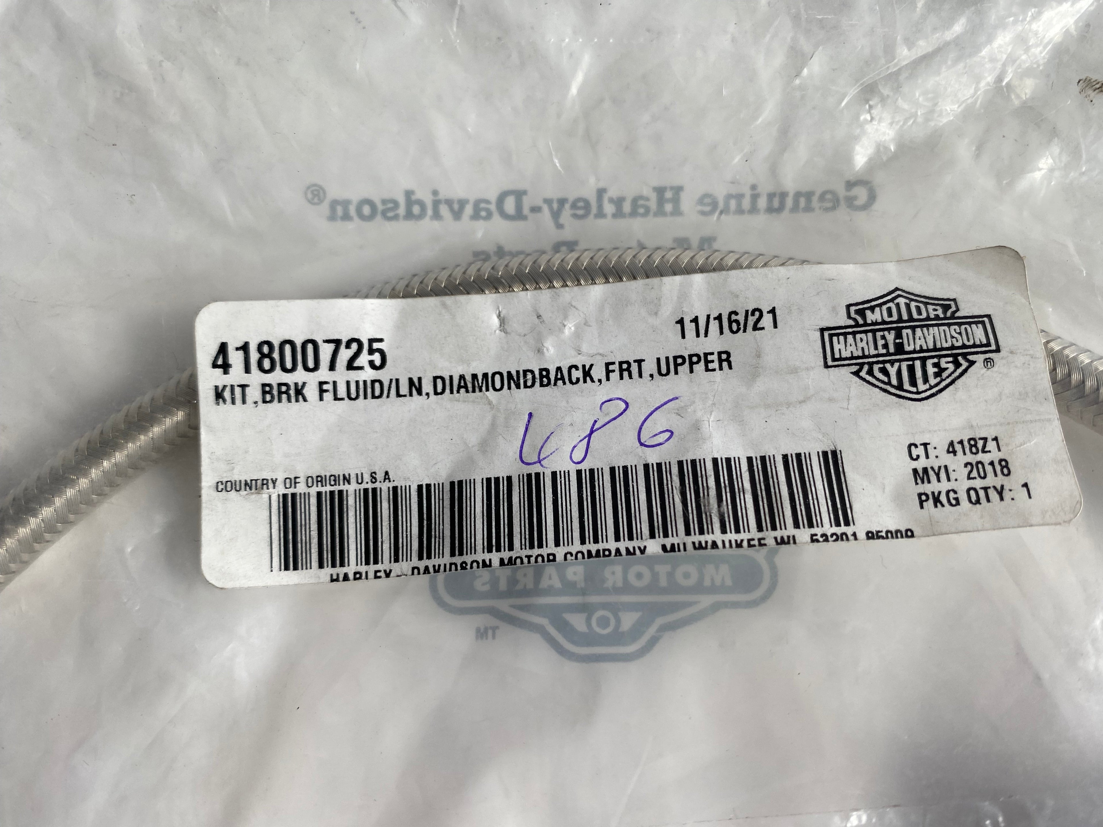 Durite de frein avant supérieur Diamondback Harley Davidson REF 41800725
