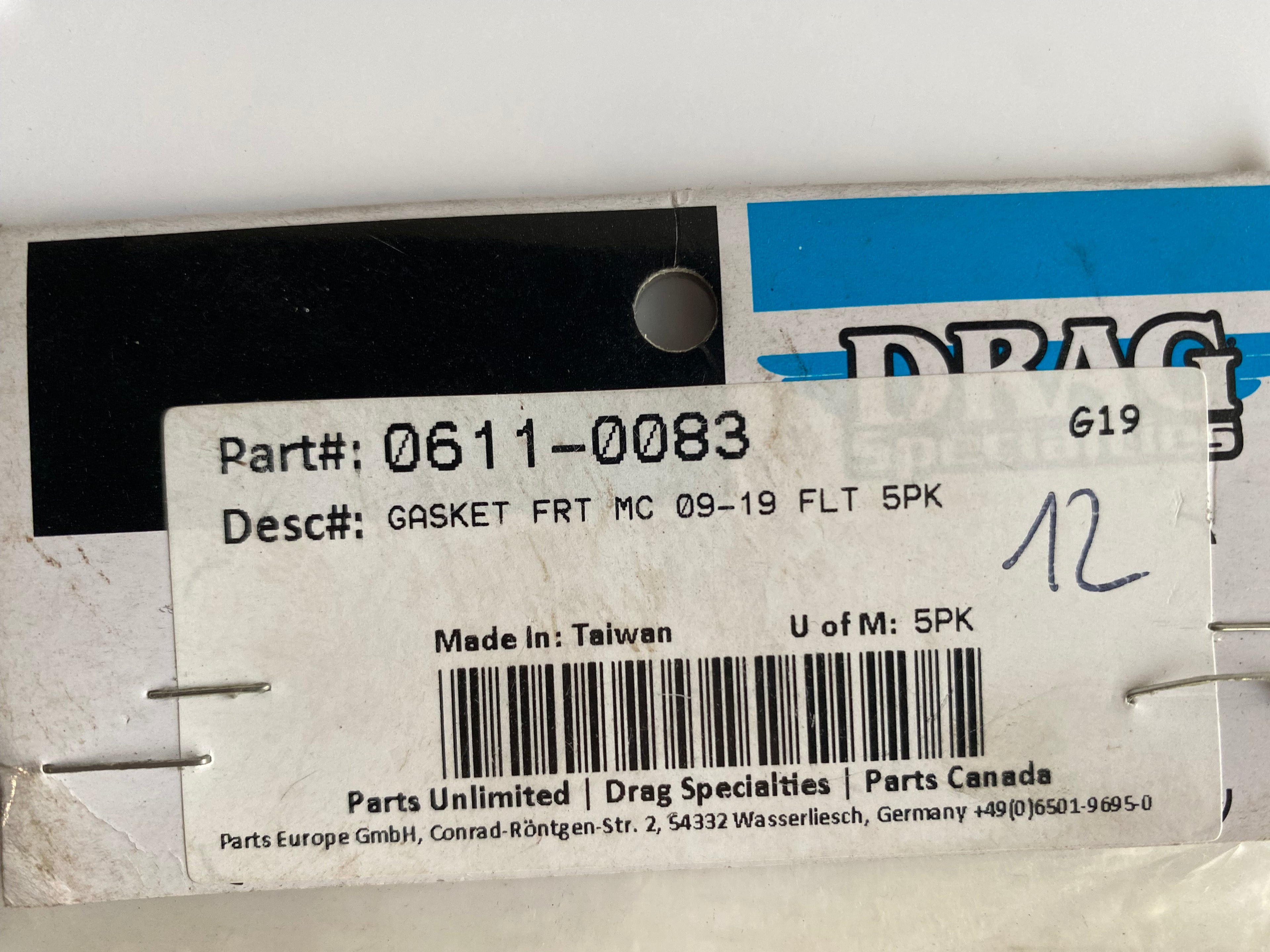 Joint de couvercle de maitre cylindre de frein avant Touring Harley Davidson REF OEM 42857-06A