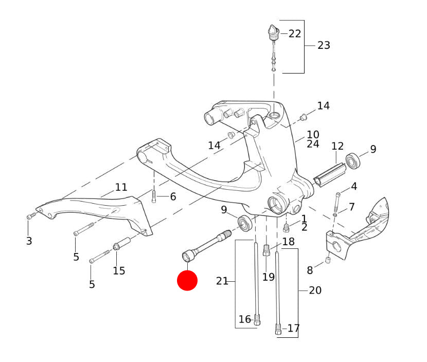Axe de bras oscillant Buell XB REF OEM : K0200.1AMB