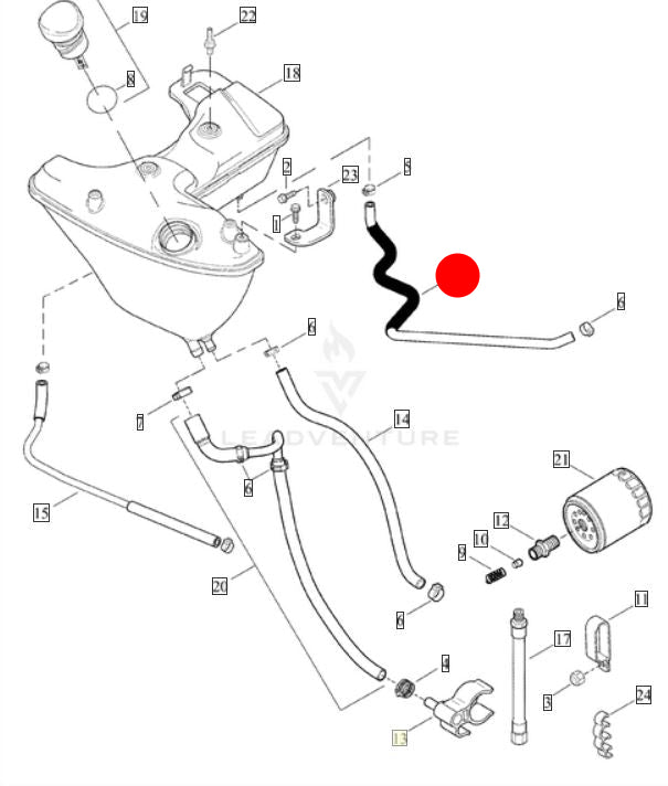 Durite d'huile retour réservoir Sportster Harley Davidson REF OEM 62361-04