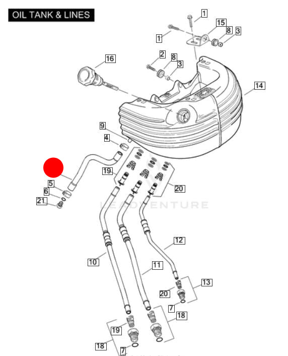 Durite vidange réservoir huile moteur Softail Rocker REF OEM 33530-08