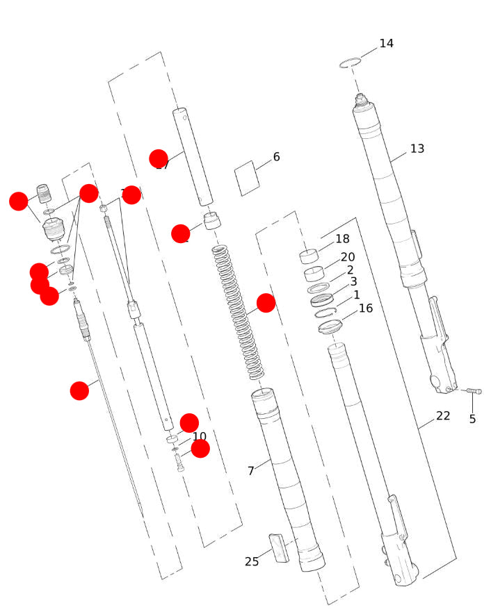 Jeu cartouches + ressorts fourche Buell XB REF OEM J8139.02A8