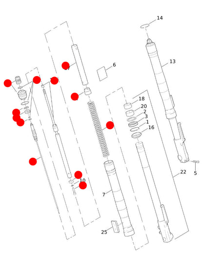 Jeu cartouches + ressorts fourche Buell XB REF OEM J8139.02A8
