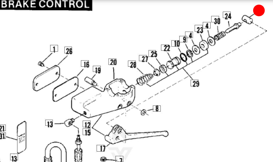 Axe poussoir maitre cylindre de frein avant Shovelhead REF OEM 45031-72