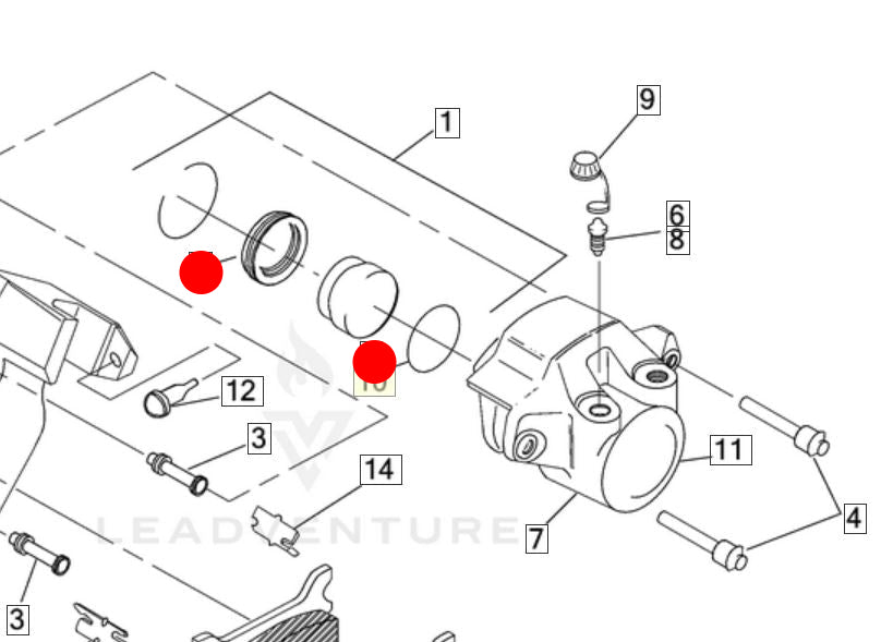 Kit de joints réparation étrier de frein arriere Harley Davidson REF MCS 910491