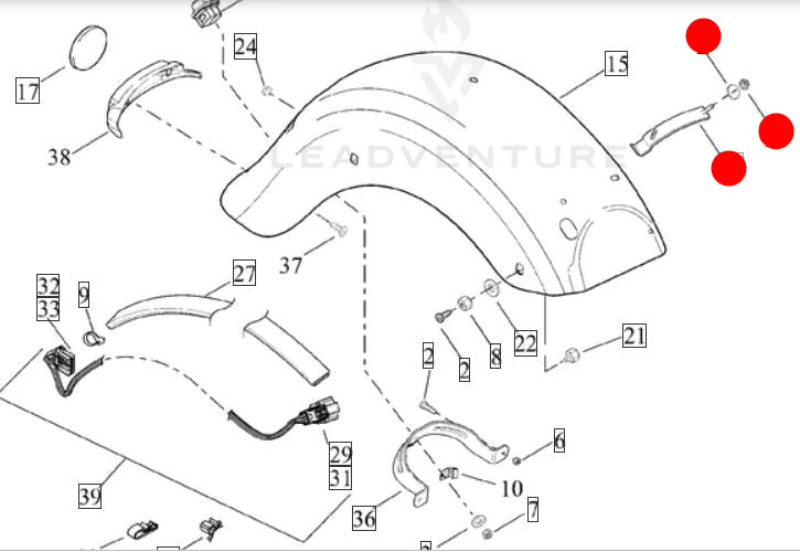Support dosseret pilote garde boue arrière Touring Harley Davidson REF OEM 59174-99