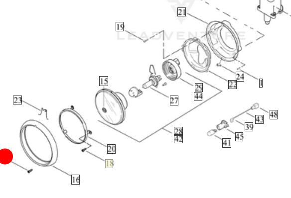 Vis support cerclage extérieur optique de phare 7 pouces Harley Davidson REF OEM 67718-60A