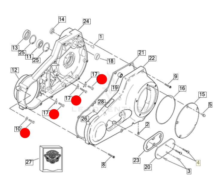 Harley Davidson Big Twin Primärkurbelgehäuse-Schraubensatz REF OEM 858A &amp; 2887WA