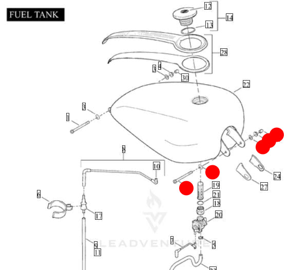 Vis BTR réservoir carburant avant Sportster Harley Davidson REF OEM 4758 & 7531 & 89586-04