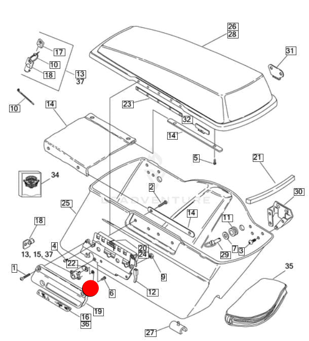 Ecrou 9/32-28 X 1/4 verrou sacoche rigide Touring Harley Davidson REF OEM 7586