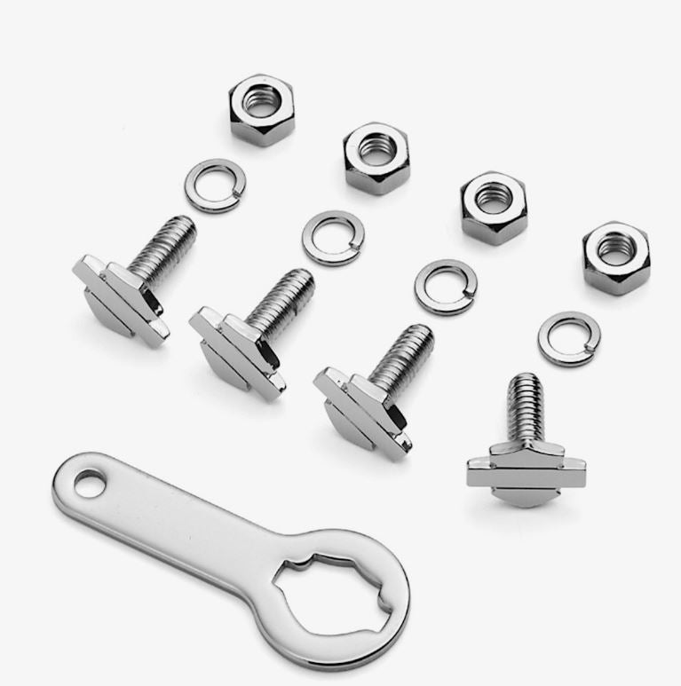 Jeu de 4 vis de plaque immatriculation Bar & Shield chromés Harley Davidson