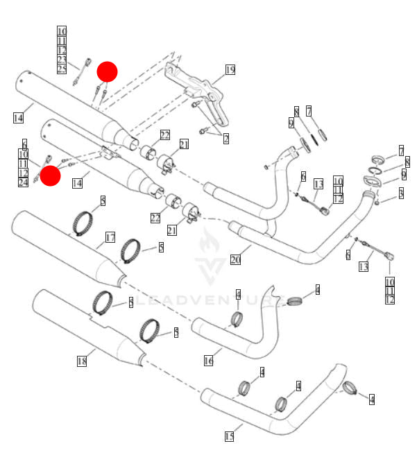 Satz mit 4 Zylinderschrauben 1/4-20 X 1 Auspuffschalldämpfer Softail M8 Harley Davidson REF OEM 2486